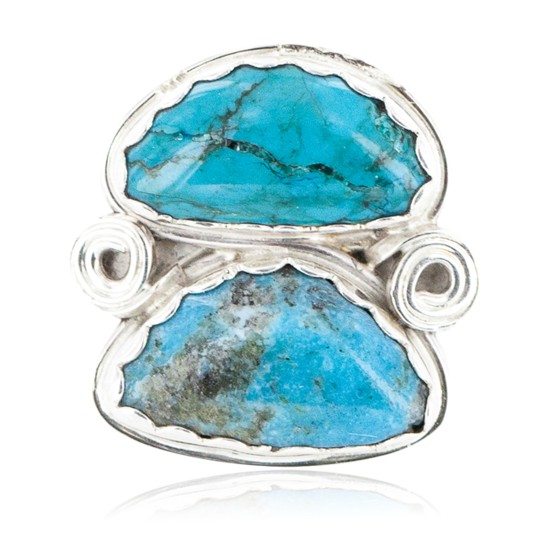 .925 Sterling Silver Handmade Certified Authentic Navajo Natural Turquoise Native American Ring 18187-7 .925 Sterling Silver Handmade Certified Authentic Navajo Natural Turquoise Native American Ring 18187-7