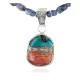 .925 Sterling Silver Handmade Certified Authentic Navajo Natural Turquoise Spiny Oyster Lapis Native American Necklace 24411-2-16047-2