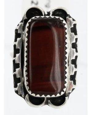 .925 Sterling Silver HANDMADE Certified Authentic Navajo RED TIGERS EYE Native American Ring  371103294941