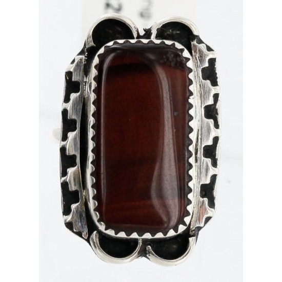 .925 Sterling Silver HANDMADE Certified Authentic Navajo RED TIGERS EYE Native American Ring  371103294941