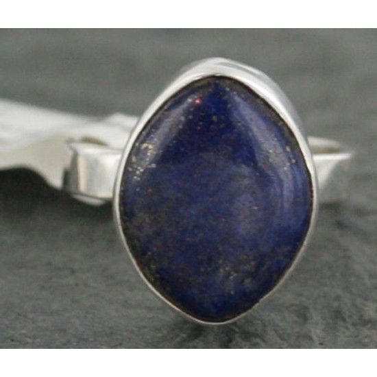 .925 Sterling Silver Handmade Certified Authentic Navajo Silver Natural Lapis Native American Ring  390679642788