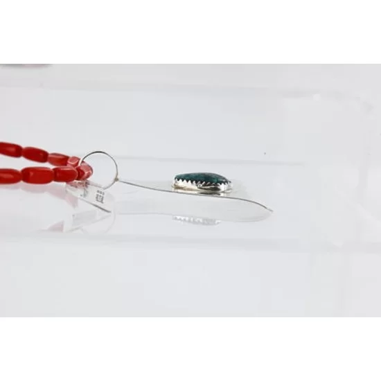 .925 Sterling Silver Handmade Certified Authentic Navajo SPIDER WEB Turquoise and CORAL Native American Necklace 371058533600 .925 Sterling Silver Handmade Certified Authentic Navajo SPIDER WEB Turquoise and CORAL Native American Necklace 371058533600