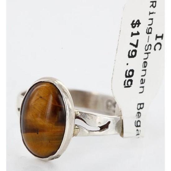 .925 Sterling Silver Handmade Certified Authentic Navajo TIGERS EYE Native American Ring  371017206308