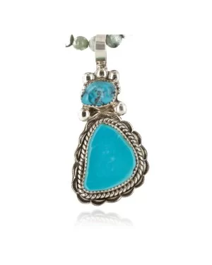 .925 Sterling Silver Handmade Certified Authentic Navajo Turquoise Agate Native American Necklace 12565-5-15833 .925 Sterling Silver Handmade Certified Authentic Navajo Turquoise Agate Native American Necklace 12565-5-15833
