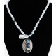 .925 Sterling Silver Handmade Certified Authentic Navajo Turquoise and Lapis Native American Necklace 390902481404