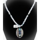 .925 Sterling Silver Handmade Certified Authentic Navajo Turquoise and Lapis Native American Necklace 390902481404