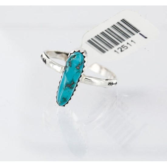 .925 Sterling Silver Handmade Certified Authentic Navajo Turquoise Arrow Native American Ring  371046469273