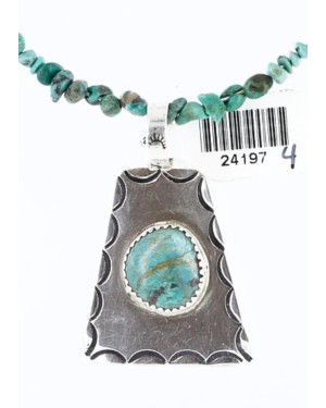 .925 Sterling Silver Handmade Certified Authentic Navajo Turquoise Native American Necklace 371008025084