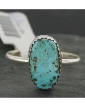 .925 Sterling Silver Handmade Certified Authentic Navajo Turquoise Native American Ring  370917480974