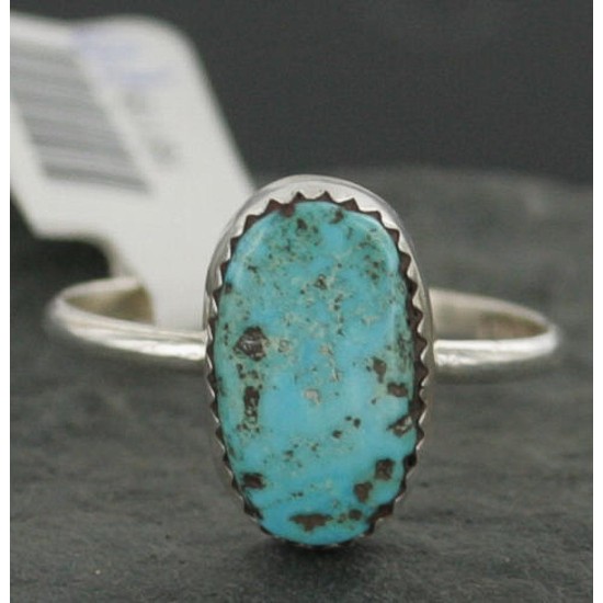 .925 Sterling Silver Handmade Certified Authentic Navajo Turquoise Native American Ring  370917480974