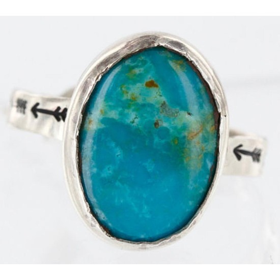 .925 Sterling Silver Handmade Certified Authentic Navajo Turquoise Native American Ring  371010651349