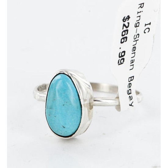 .925 Sterling Silver Handmade Certified Authentic Navajo Turquoise Native American Ring  371029349912