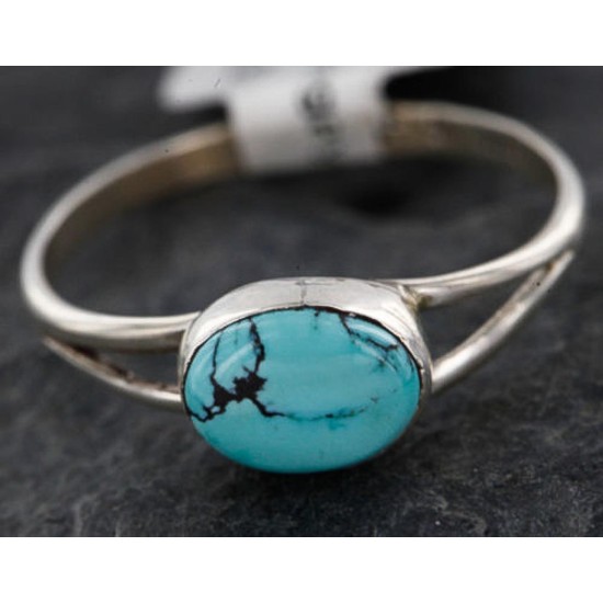 .925 Sterling Silver Handmade Certified Authentic Navajo  Turquoise Native American Ring  390744514856