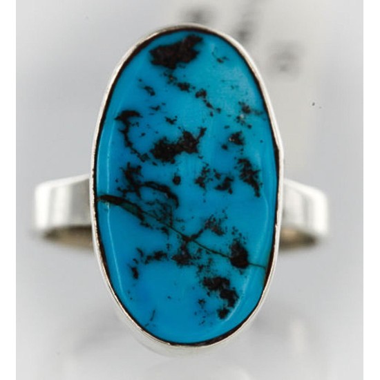 .925 Sterling Silver Handmade Certified Authentic Navajo Turquoise Native American Ring  390851729616