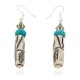 .925 Sterling Silver Hooks Certified Authentic Natural Turquoise Bone Native American Dangle Earrings 18216-2