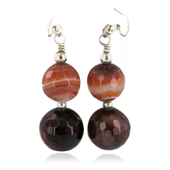 .925 Sterling Silver Hooks Certified Authentic Navajo Natural Carnelian Native American Dangle Earrings 18294-3