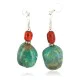 .925 Sterling Silver Hooks Certified Authentic Navajo Natural Turquoise Coral Native American Dangle Earrings 18294-10