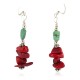 .925 Sterling Silver Hooks Certified Authentic Navajo Natural Turquoise Coral Native American Dangle Earrings 18294-13
