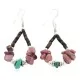 .925 Sterling Silver Hooks Certified Authentic Navajo Natural Turquoise Heishi Charoite Hoop Native American Earrings 18263-2 .925 Sterling Silver Hooks Certified Authentic Navajo Natural Turquoise Heishi Charoite Hoop Native American Earrings 18263-2