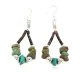 .925 Sterling Silver Hooks Certified Authentic Navajo Natural Turquoise Heishi Hoop Native American Earrings 18263-3