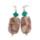 .925 Sterling Silver Hooks Certified Authentic Navajo Natural Turquoise Jasper Native American Dangle Earrings 18289-1