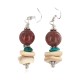 .925 Sterling Silver Hooks Certified Authentic Navajo Natural Turquoise Red Jasper Graduated Melon Shell Native American Dangle Earrings 18258-1