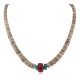 .925 Sterling Silver Navajo Certified Authentic Coral and Natural Graduated Heishi Native American Necklace 95004-6 .925 Sterling Silver Navajo Certified Authentic Coral and Natural Graduated Heishi Native American Necklace 95004-6