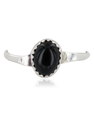 A.G Navajo Handmade Sterling Silver Black Onyx Ring Size 9 