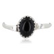 .925 Sterling Silver Navajo Certified Authentic Handmade Natural Black Onyx Native American Ring Size 8 24505-5