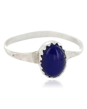 .925 Sterling Silver Navajo Certified Authentic Handmade Natural Lapis Lazuli Native American Ring Size 8 1/2 24502-5