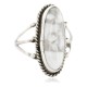 .925 Sterling Silver Navajo Certified Authentic Handmade White Howlite Native American Ring Size 7 1/2  96009-3