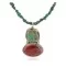 .925 Sterling Silver Navajo Certified Authentic Natural Spiderweb and Turquoise Coral Native American Necklace 12926-6-15858