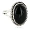 .925 Sterling Silver Oval Handmade Certified Authentic Navajo Natural Black Onyx Native American Ring  12831-3