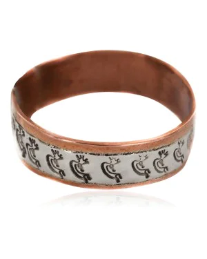 .925 Sterling Silver Pure Copper Handmade Kokopelli Navajo Ring 16979-22