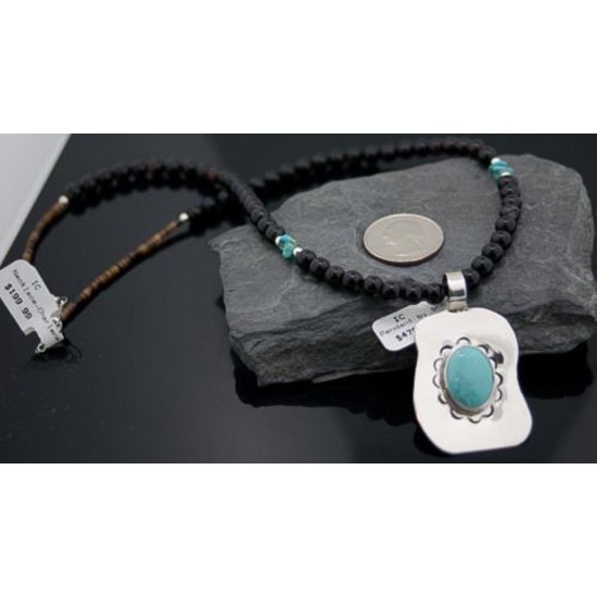 .925 Sterling Silver Sterling Handmade Certified Authentic Navajo Turquoise Native American Necklace 390680576485 .925 Sterling Silver Sterling Handmade Certified Authentic Navajo Turquoise Native American Necklace 390680576485