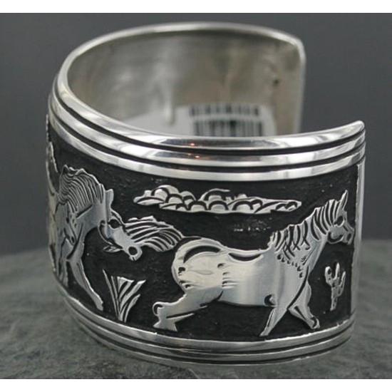 .925 Sterling Silver Sterling Handmade Horse Certified Authentic Navajo Storyteller Native American Bracelet 390673566471 .925 Sterling Silver Sterling Handmade Horse Certified Authentic Navajo Storyteller Native American Bracelet 390673566471
