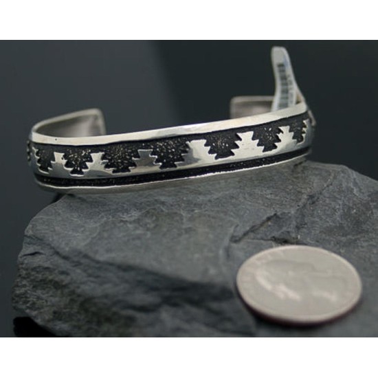 .925 Sterling Silver Sterling Silver Handmade Mountain Certified Authentic Navajo Native American Bracelet 370914059281