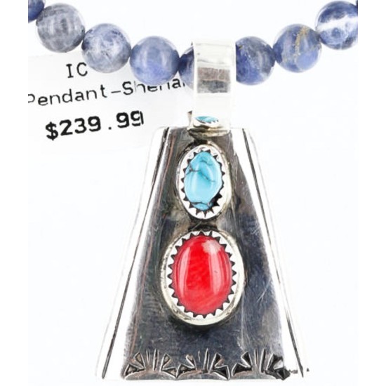 .925 Sterling SilverHandmade Certified Authentic Navajo Turquoise and Coral Native American Necklace 371007057655 .925 Sterling SilverHandmade Certified Authentic Navajo Turquoise and Coral Native American Necklace 371007057655