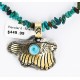 12kt Gold Filled and .925 Sterling Silver Handmade Eagle Certified Authentic Navajo Turquoise Native American Necklace 390813104954