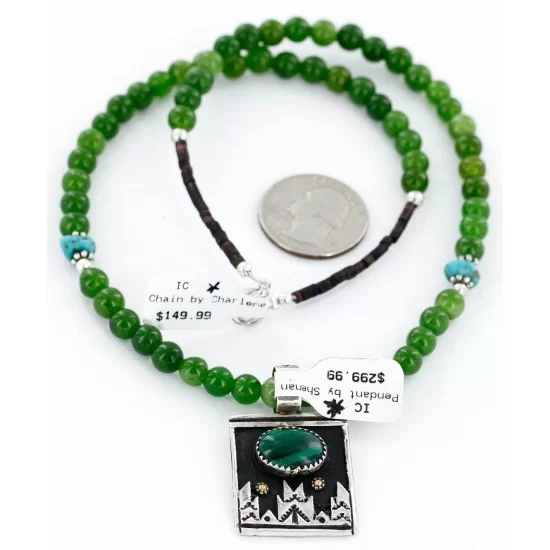 12kt Gold Filled .925 Sterling Silver Handmade Certified Authentic Navajo Arrow Malachite Pendant Native American Necklace 24129 12kt Gold Filled .925 Sterling Silver Handmade Certified Authentic Navajo Arrow Malachite Pendant Native American Necklace 24129