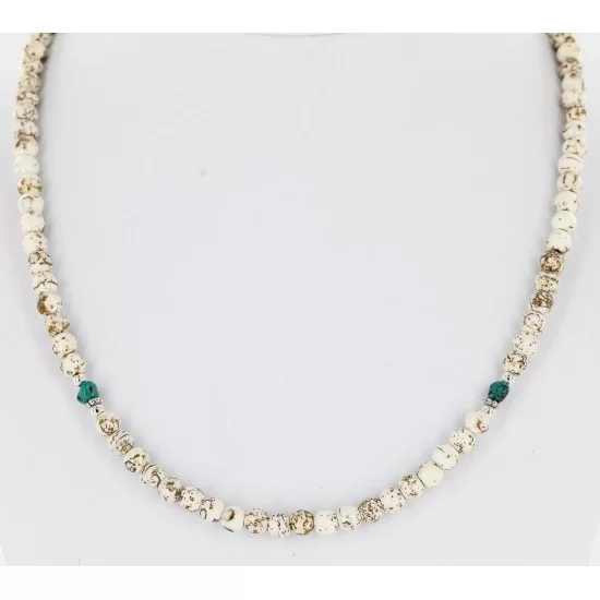 Certified Authentic Navajo .925 Sterling Silver WHITE Turquoise Native American Necklace 16044