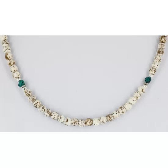 Certified Authentic Navajo .925 Sterling Silver WHITE Turquoise Native American Necklace 16044