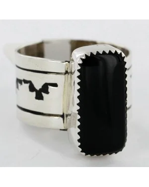 Handmade Certified Authentic Navajo .925 Sterling Silver Natural Black Onyx Native American Ring 12576 Handmade Certified Authentic Navajo .925 Sterling Silver Natural Black Onyx Native American Ring 12576