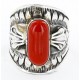 Handmade Certified Authentic Navajo .925 Sterling Silver Coral Native American Ring  17906