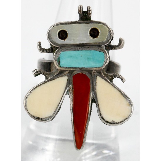 Handmade Dragonfly Certified Authentic Navajo .925 Sterling Silver Multicolor Natural Turquoise Native American Ring 16830 Handmade Dragonfly Certified Authentic Navajo .925 Sterling Silver Multicolor Natural Turquoise Native American Ring 16830