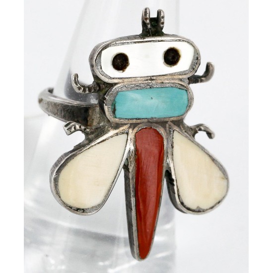 Handmade Dragonfly Certified Authentic Navajo .925 Sterling Silver Multicolor Natural Turquoise Native American Ring 16830 Handmade Dragonfly Certified Authentic Navajo .925 Sterling Silver Multicolor Natural Turquoise Native American Ring 16830