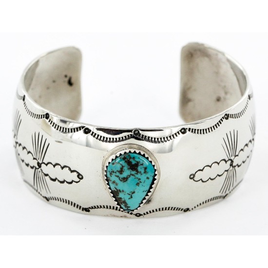 Handmade Certified Authentic Navajo Nickel Natural Turquoise Native American Bracelet 12784-10 All Products 391004150722 12784-10 (by LomaSiiva)
