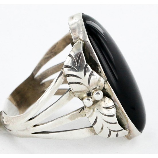 Handmade Certified Authentic Signed Navajo .925 Sterling Silver Natural Black Onyx Native American Ring 16349 Handmade Certified Authentic Signed Navajo .925 Sterling Silver Natural Black Onyx Native American Ring 16349