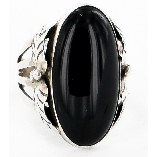 Handmade Certified Authentic Signed Navajo .925 Sterling Silver Natural Black Onyx Native American Ring 16349 Handmade Certified Authentic Signed Navajo .925 Sterling Silver Natural Black Onyx Native American Ring 16349