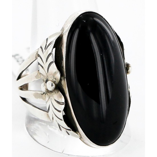 Handmade Certified Authentic Signed Navajo .925 Sterling Silver Natural Black Onyx Native American Ring 16349 Handmade Certified Authentic Signed Navajo .925 Sterling Silver Natural Black Onyx Native American Ring 16349